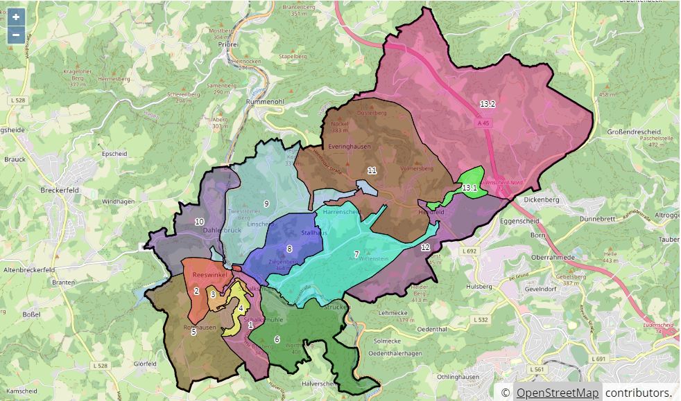 Interaktive Karte - Wahlbezirke 2020